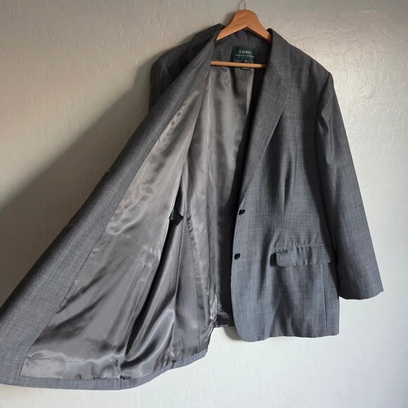 Ralph Lauren Wool Blend Blazer Jacket Grey Size Women's 22W Plus Career Work - Picture 7 of 10